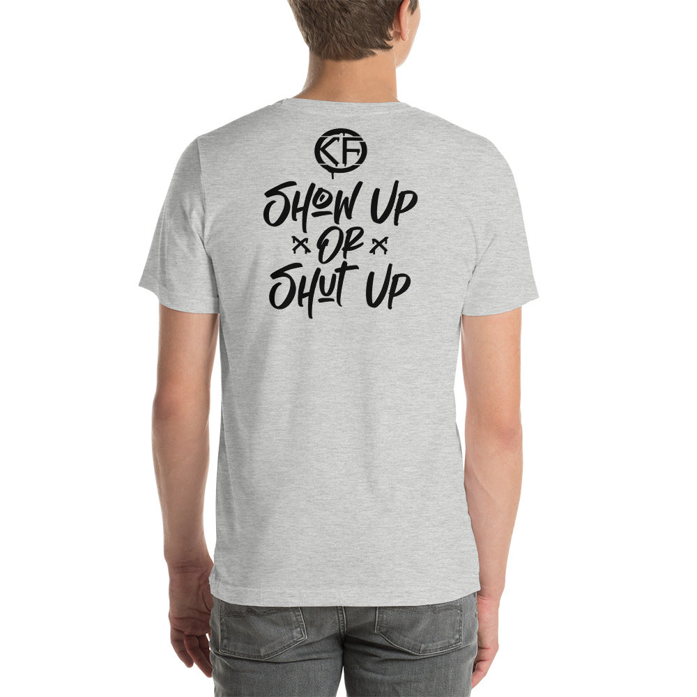 Red Graffiti tee/ show up or shut up